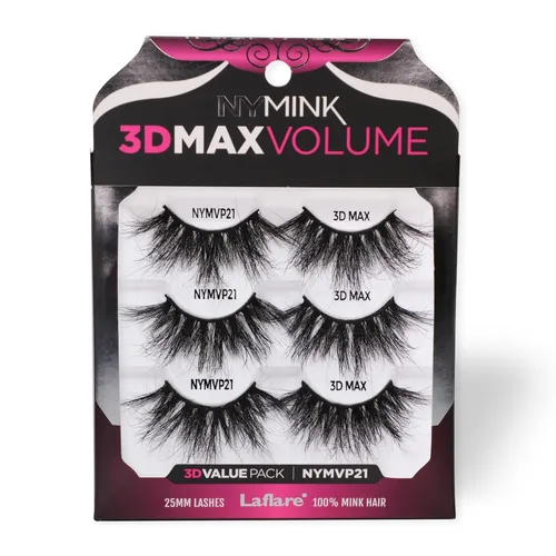 Miniatura 8 de Laflare 3D NY MAX VOLUME - Estilos dramáticos de 0.787-0.984 in de largo, pestañas de pelo de visón 100% real, maquillaje de lujo, natural, ligero