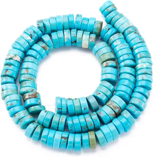 Craftdady 120 pulseras de la amistad azul de 0.315 pulgadas con moneda Heishi de 0.315 pulgadas, cuentas sueltas de piedra preciosa turquesa