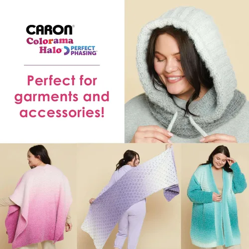 Miniatura 9 de Caron Colorama Halo Cake Ultra Marine Hilo - Paquete de 2 unidades de 8oz/226.79g - 71% acrílico, 18% nailon, 11% poliéster, #5 grueso, 60 yardas
