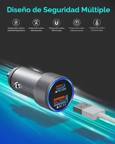 Miniatura 4 de Cargador de coche para iPhone, cargador de coche rápido USB C [certificado Apple MFi] Cargador de coche Apple de 38 W de doble puerto cargador