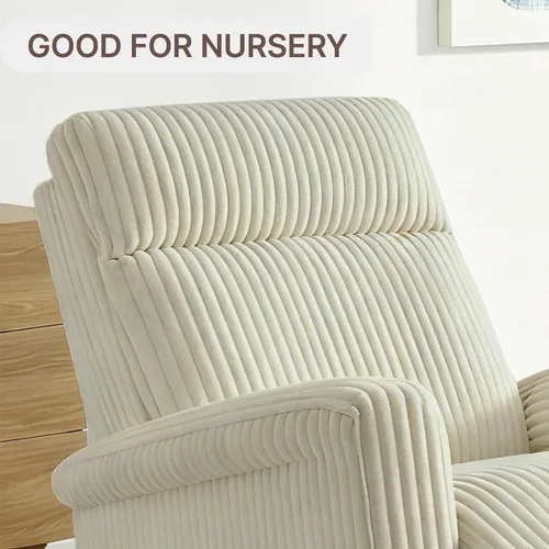 Miniatura 6 de KISLOT Mecedora reclinable giratoria para adultos, de pana giratoria de 360 grados, manual de 3 posiciones, ajustable, fácil montaje para espacios