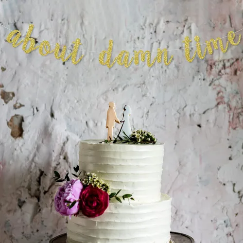 Miniatura 6 de About Damn Time Banner, boda, compromiso, suministros de decoración de fiesta de despedida de soltera, cartel colgante de aniversario, fondo