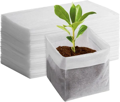 Miniatura 12 de Greaner 100 bolsas de cultivo de vivero grandes, 7.8 x 8.6 pulgadas, bolsa de cultivo de plántulas de tela biodegradable no tejida, bolsas