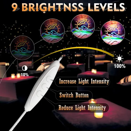 Miniatura 3 de Letrero de neón Sunset Seabird para decoración de pared, letrero de onda de neón con luz LED, letreros LED para pared de dormitorio, letreros