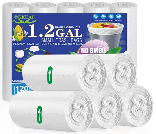 Miniatura 10 de OKKEAI Bolsas de basura pequeñas de 3 galones, 100 unidades, bolsas de basura pequeñas, bolsas de basura pequeñas de 10 litros, para baño, cocina