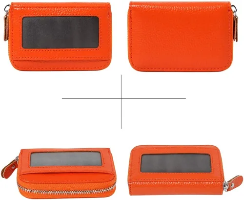Miniatura 3 de Cartera de acordeón de cuero con bloqueo RFID con 12 ranuras para tarjetas de crédito