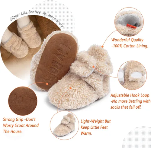 Miniatura 173 de Sawimlgy - Botines de algodón antideslizantes para recién nacido, con agarre, para cuna o para el invierno