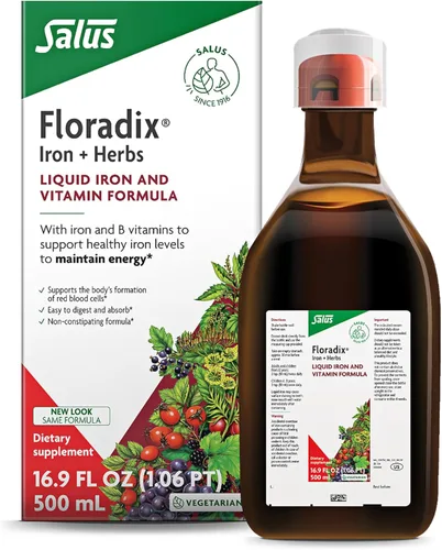 Floradix by Salus Iron & Herbs - Suplemento líquido herbal para apoyo energético* - Suplemento de hierro con vitamina C y vitaminas del complejo B -