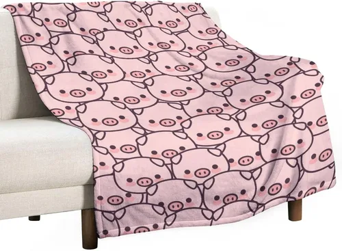 Miniatura 6 de Manta de cerdo para regalo, manta de franela polar de 30 x 40 pulgadas, suave para niñas, niños y adultos, ligera, cómoda, cálida manta con temática