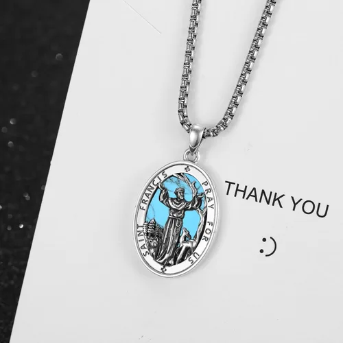 Miniatura 23 de Collar de plata de ley 925 con medalla de San Patrón, colgante de protección católica, amuleto, joyería religiosa para hombres y mujeres