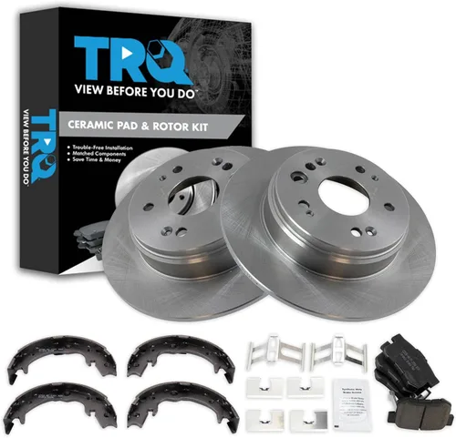 Miniatura 42 de TRQ Kit de pastillas de freno y rotor Posi trasero premium con zapatas de estacionamiento para camión GM SUV