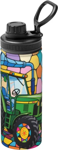 Green tractor Insulated Stainless Steel Kettle | Print Funny Water Bottle Insulated | Ideal for Sports and Travel