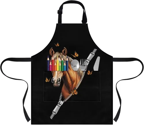 Miniatura 7 de doginthehole Delantal para niños con bolsillo para niños y niñas, delantales de chef ajustables con 2 bolsillos para cocinar, pintar