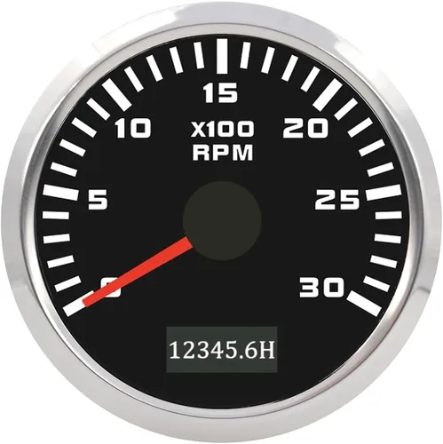 Miniatura 10 de ELING 52mm Generador 3000RPM Tacómetro con medidor de horas 12V 24V con retroiluminación roja Negro+Negro