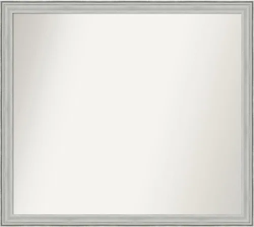 Miniatura 520 de Amanti Art Espejo de baño plateado para sobre fregadero, 25 x 25 pulgadas, espejo de tocador cuadrado estrecho de níquel cepillado, marco de madera