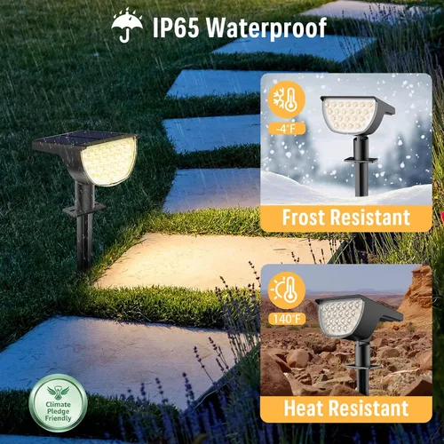 Miniatura 3 de GKGG Luces solares para exteriores, impermeables, IP65, 76 LED, 3 modos de iluminación, focos solares para exteriores, patio, jardín, paisaje