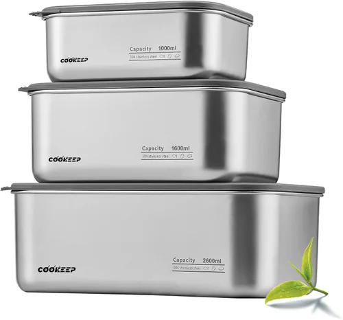 Miniatura 9 de Recipientes de alimentos de acero inoxidable de 22 oz/22.0 fl oz, recipientes de acero inoxidable con tapas, recipientes para aperitivos, lonchera