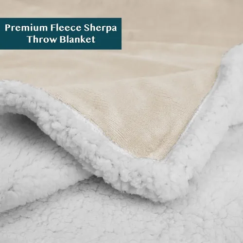 Miniatura 5 de PAVILIA Manta de forro polar Sherpa para sofá, tamaño Twin, color beige crema, manta de felpa suave y esponjosa, acogedora manta de invierno Latte