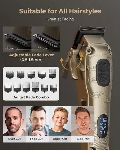 Miniatura 3 de Vgrpro Cortapelos para hombres profesionales, cortapelos inalámbricos para cortar el cabello, juego de cortapelos y recortadoras para hombres