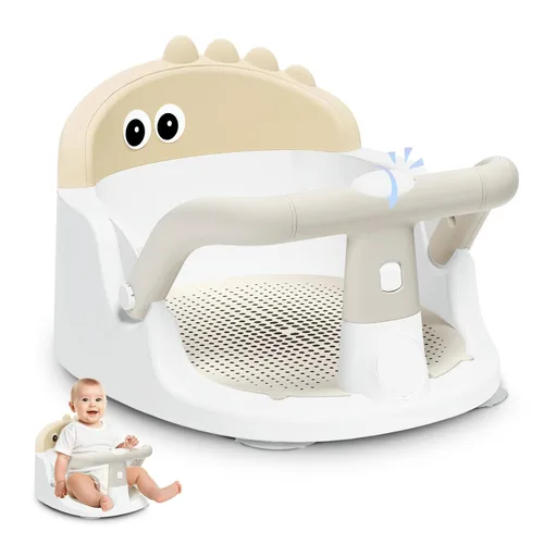 Asiento de baño para bebés de 6 meses en adelante sentados, silla de baño antideslizante con ventosa, seguro y cómodo asiento de baño infantil