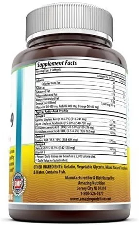 Miniatura 2 de Increíble Omega 3.6.9 1200 mg, cápsulas blandas (sin OMG, sin gluten) Fórmula única que combina aceite de linaza 400 mg, aceite de pescado 400 mg