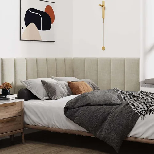 Miniatura 4 de IFNOW Cabecera tapizada para montar en la pared, paneles de pared 3D insonorizados para despegar y pegar para tamaño Queen, cabecero de cama