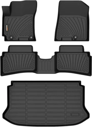 Miniatura 9 de Alfombrillas para todo tipo de clima y forro de carga para Volkswagen Atlas 2018-2025 (asiento de cubo de 6 pasajeros), juego completo de 3 filas
