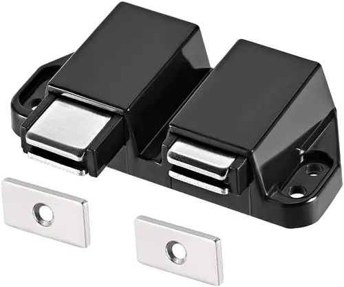 Miniatura 4 de uxcell Pestillo magnético de doble toque para armario puerta armario negro 4pcs