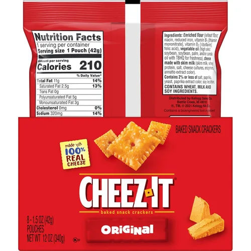 Miniatura 2 de Cheez-It Galletas de queso, galletas horneadas, aperitivos para el almuerzo, originales (48 bolsas)