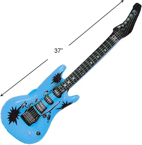 Miniatura 2 de RockStar Dream - Guitarra inflable azul de 37 pulgadas, 1 unidad, diseño premium, material duradero, ideal para diversión de fiesta y accesorios