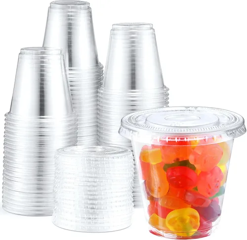 Miniatura 10 de Eupako - Vasos de plástico con tapa de 8 oz (237 ml), 100 juegos, vasos desechables transparentes con tapa, contenedores para bebidas frías, 8 oz