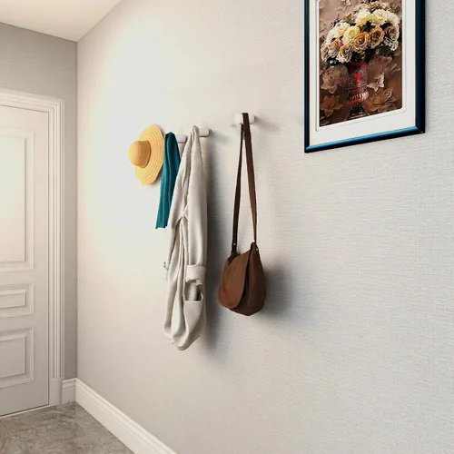 Miniatura 2 de bsdonte Ganchos de Pared de Madera, Paquete de 4 Ganchos Decorativos Blancos Montados en la Pared, Ganchos Modernos para Sombreros de Servicio