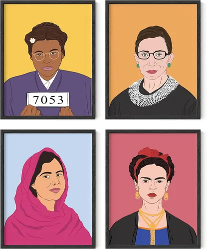 HAUS AND HUES Juego de 4 pósteres inspiradores feministas para habitación de adolescentes y niñas, impresiones artísticas y decoración para mujeres,
