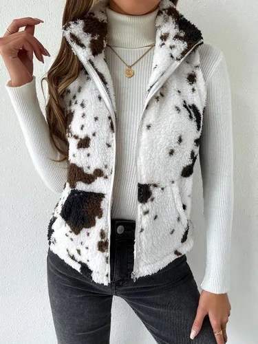 Miniatura 5 de SOLY HUX Chaqueta de forro polar con cremallera para mujer, sin mangas, con bolsillos