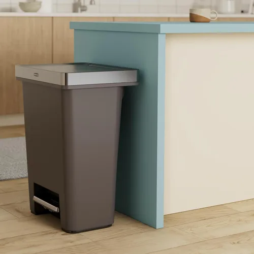 Miniatura 2 de Rubbermaid Premier - Bote de basura de alta capacidad con paso, 19 galones, para basura o reciclaje de flujo simple o doble, color carbón, borde