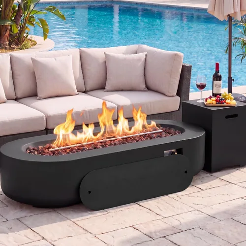 Miniatura 38 de ECOTOUGE Mesa de cubierta de tanque de propano, 15.5 pulgadas para mesa de fuego, mesa oculta cilíndrica para exteriores para fogata de gas
