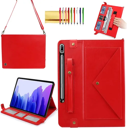 Miniatura 45 de Bolso Funda para Samsung Galaxy Tab S10 FE/S9 FE 10.9"/S9/S8/S7 11", Techcircle Folio con Soporte Cruzado, Billetera con Ranura para Lápiz S Pen