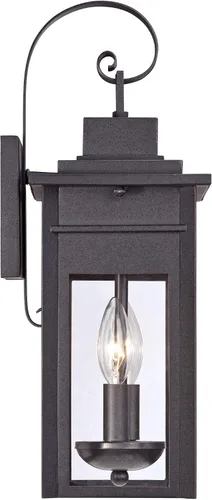 Miniatura 6 de Franklin Iron Works Bransford - Lámpara de pared rústica tradicional para exteriores, farol negro moteado gris, paneles de vidrio transparente de 17