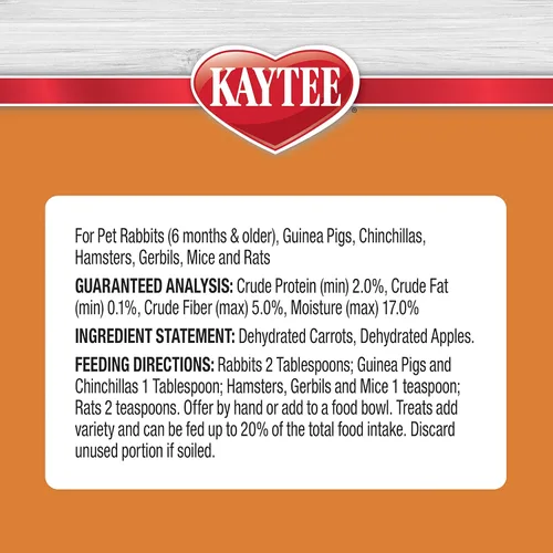 Miniatura 5 de Kaytee Snack natural con superalimentos para conejillos de indias, conejos, hámsteres y otros animales pequeños, manzana y zanahoria, 2.5 onzas