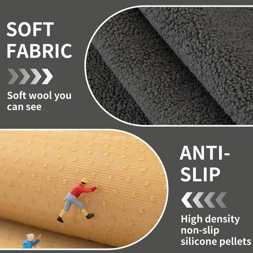 Miniatura 25 de Funda de sofá de forro polar sherpa, súper suave, divertida y esponjosa, funda de felpa cálida, funda antideslizante para sofá seccional, protector