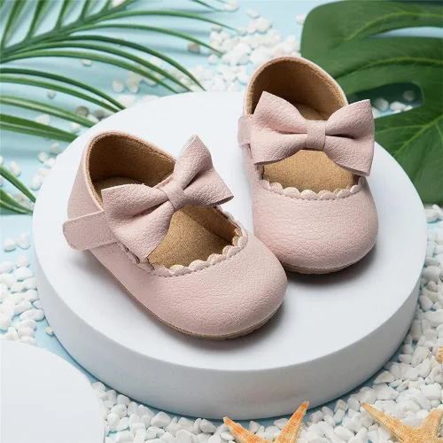 Miniatura 4 de Meckior - Zapatos bajos y livianos para bebés estilo Mary Jane con suela suave y lazo decorativo para vestidos de princesa o bodas para niñas que