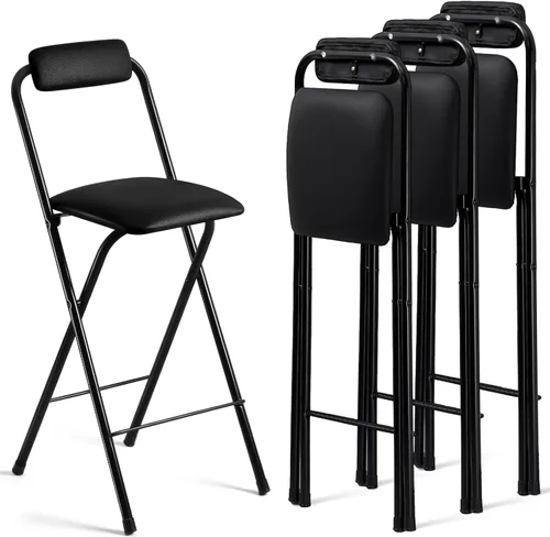 Geelin 4 sillas plegables de 25.6 pulgadas, silla plegable, sillas plegables portátiles con asientos acolchados, barra pequeña, oficina, guitarra,