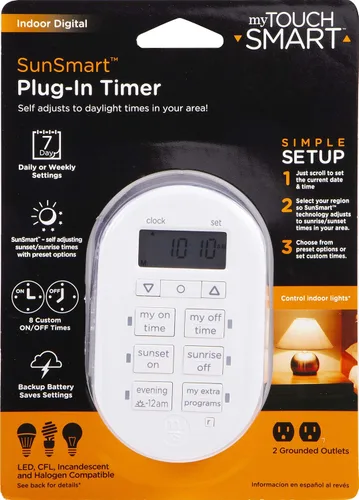 Miniatura 7 de myTouchSmart Simple Set Temporizador digital de 7 días, 2 temporizador de toma de tierra, temporizador de salida interior de salida del sol-puesta