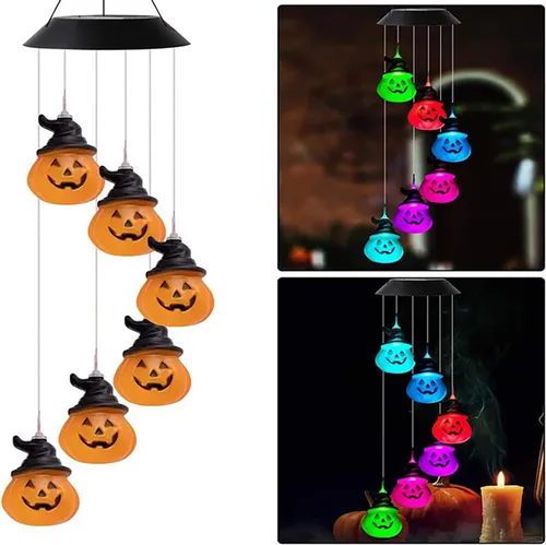 Miniatura 6 de DOUBLEZHE Campanillas de viento solares para exteriores, regalos de luz de calabaza para mamá, abuela, mujeres, esposa, niñas, decoración solar