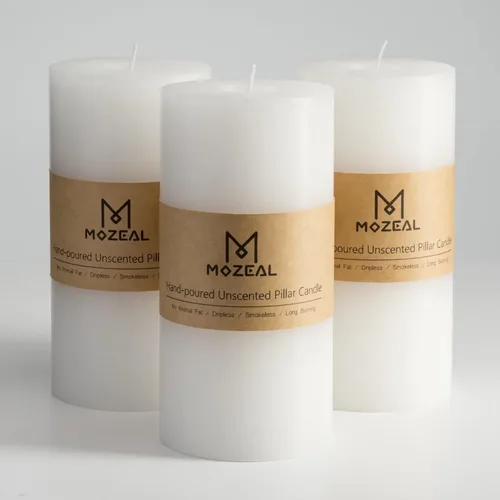 Miniatura 18 de MOZEAL Velas grandes sin perfume vertidas a mano de 3 x 8 pulgadas, sin humo, juego de 2, combustión lenta, sin goteo, aproximadamente 150 horas