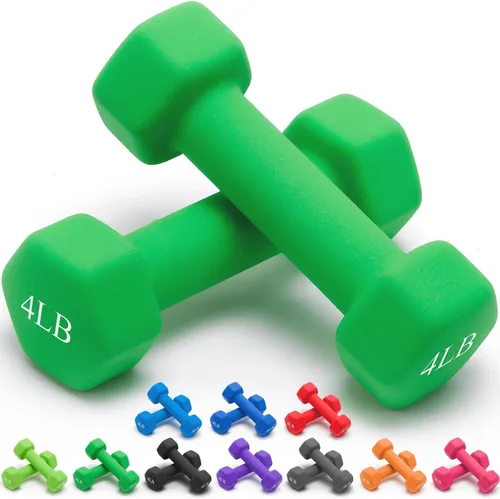Miniatura 27 de Portzon Mancuernas de neopreno con agarre antideslizante para ejercicio de entrenamiento corporal total y tonificación muscular, compatible con 2