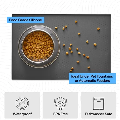 Miniatura 5 de Gorilla Grip - Tapete de 100% silicona impermeable con borde elevado, sin BPA, para alimentación de mascotas, contiene derrames, protege el piso