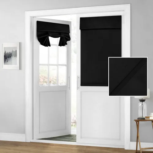 Miniatura 38 de HOMEIDEAS Cortinas 100% Opacas para Luces Laterales de Puerta Principal, Cubierta de Ventana de Puerta de Aula, Persianas de Privacidad