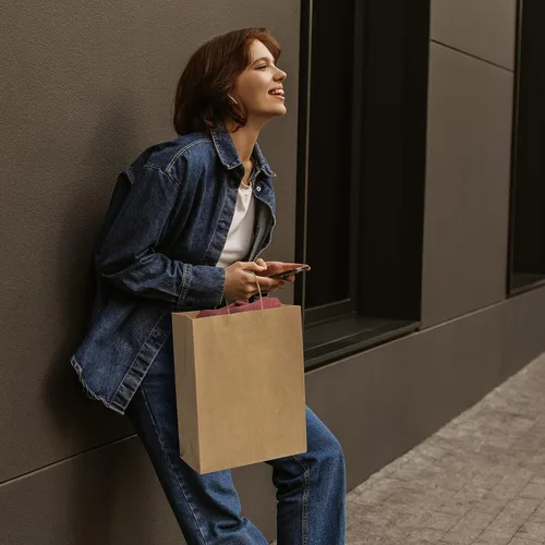 Miniatura 3 de Prime Line Packaging Bolsas de papel marrón, bolsas de regalo de estraza medianas con asas para pequeñas empresas, compras, boutiques, uso