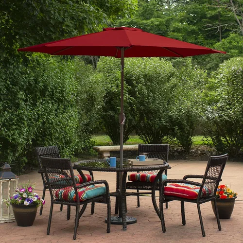 Miniatura 2 de Northlight Sombrilla de mercado para patio al aire libre de 9 pies con manivela e inclinación, color rojo